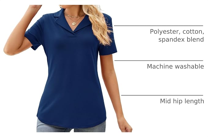Women's V-Neck Collared Casual Polo Shirt