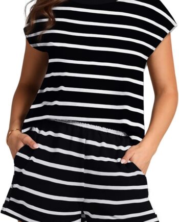 Women's Cap Sleeve Shorts Summer Travel Lounge Set
