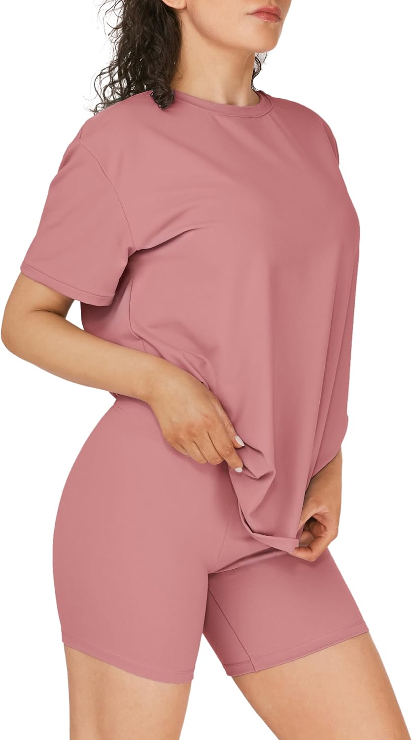 Women's Oversized Tee and Biker Shorts Lounge Set