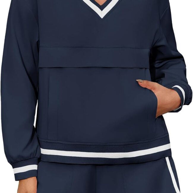 Women's V-Neck Sweatshirt and High-Waist Shorts Set