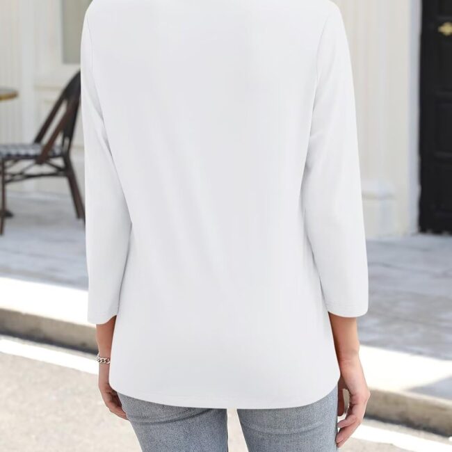 Women's 3/4 Sleeve V-Neck Collared Polo Shirt