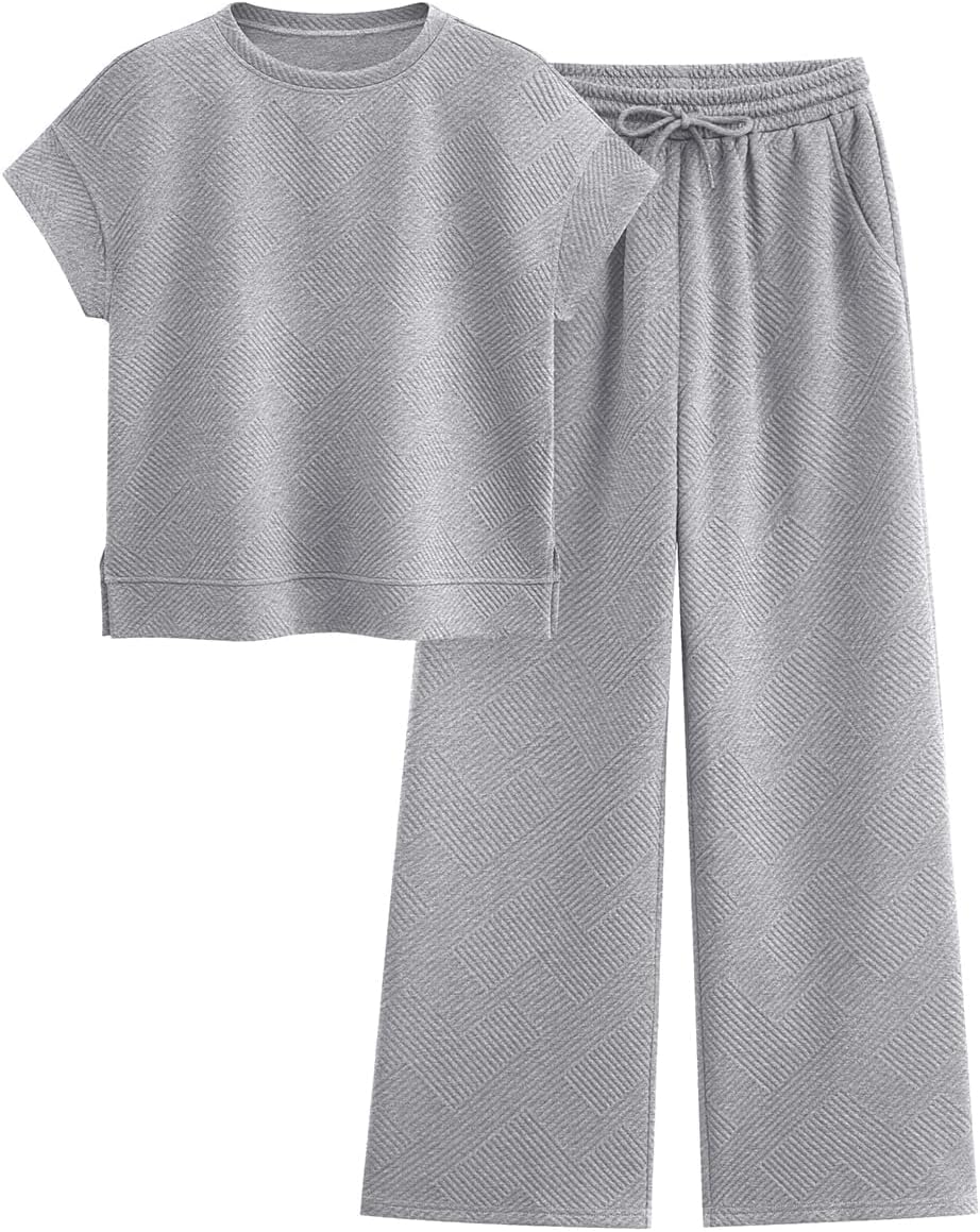 Women's Short Sleeve Top and Wide-Leg Pants Set