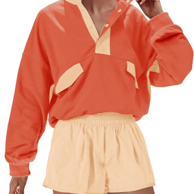 Women's Pullover Sweatshirt and Shorts Workout Set