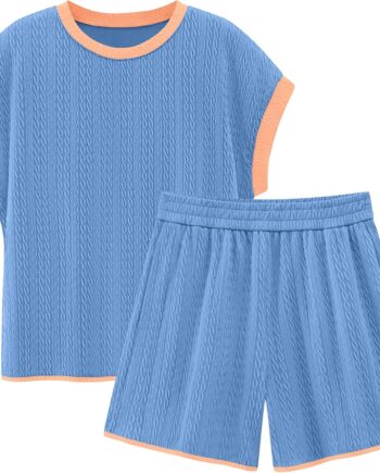 Women's Summer Knit Pullover Top and Shorts Set