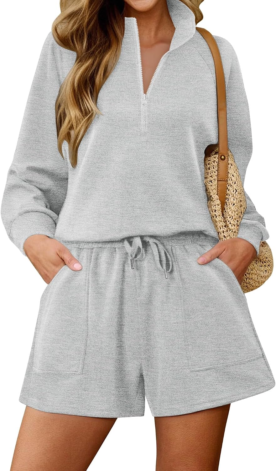 Women's Long Sleeve Top and Shorts Lounge Set