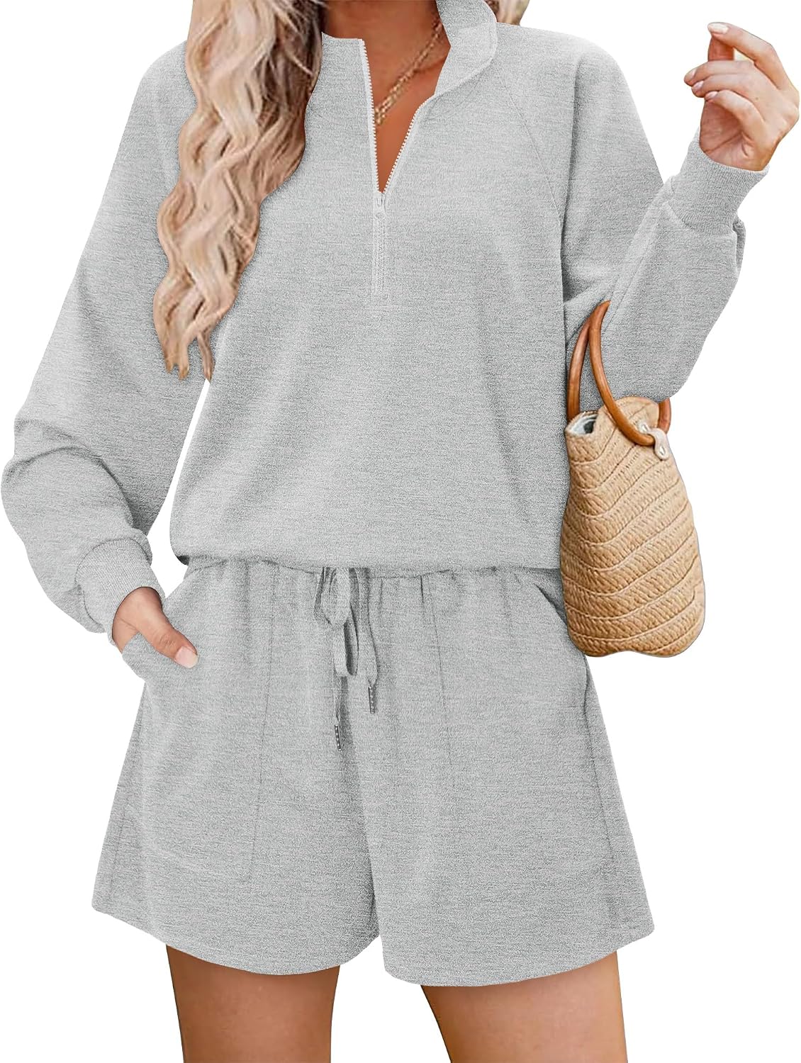 Women's Long Sleeve Top and Shorts Lounge Set