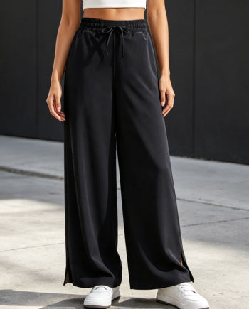 Lightweight High-Waisted Cropped Sweatpants with Wide Leg